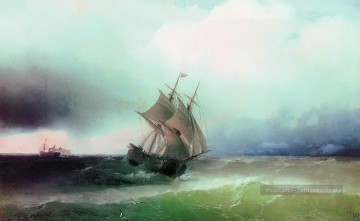 rapprochement de la tempête 1877 Romantique Ivan Aivazovsky russe Peinture à l'huile
